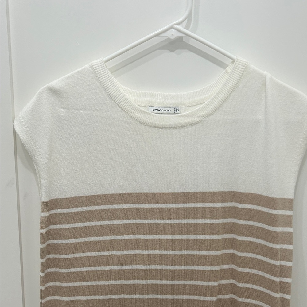 White and Tan Striped Dress